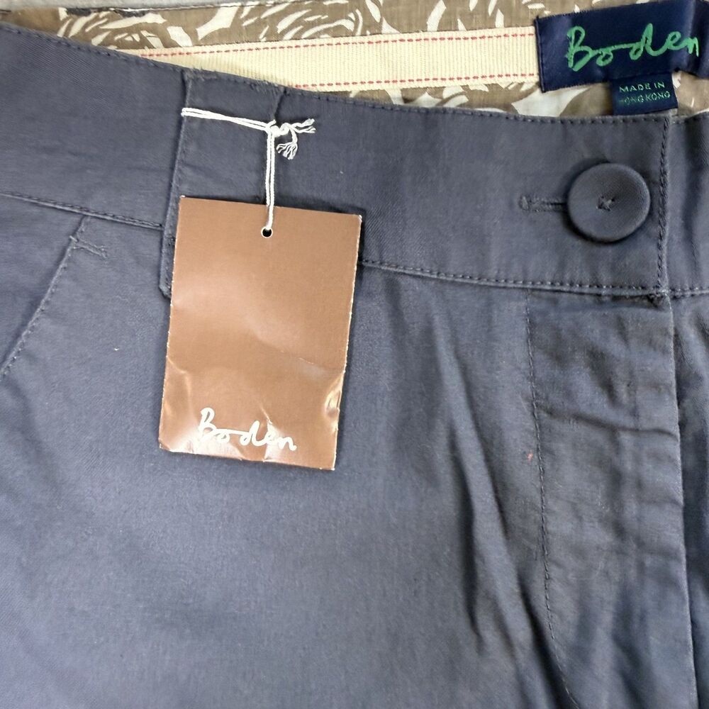 Boden Pants Womens 14L Blue Wide Leg Dress Trousers Cuffed Stretch NEW - Picture 4 of 10